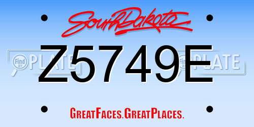Z5749E South Dakota License Plate