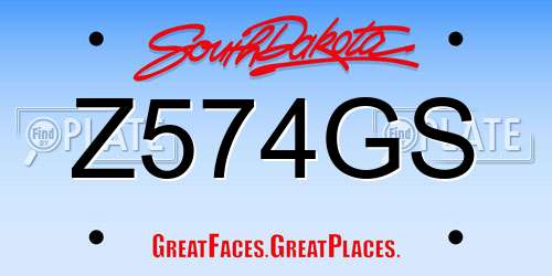 Z574GS South Dakota License Plate