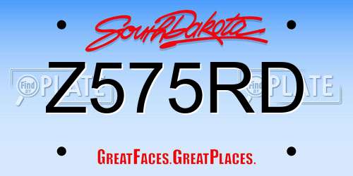 Z575RD South Dakota License Plate