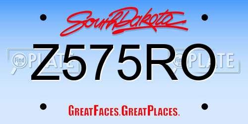 Z575RO South Dakota License Plate