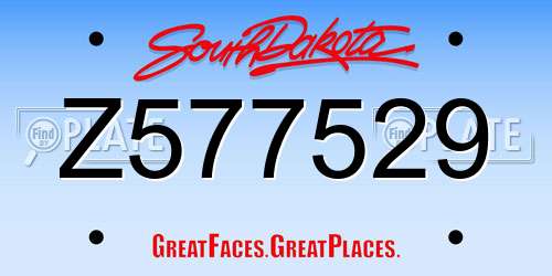 Z577529 South Dakota License Plate