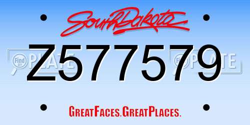 Z577579 South Dakota License Plate