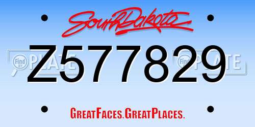 Z577829 South Dakota License Plate
