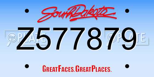 Z577879 South Dakota License Plate