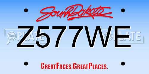 Z577WE South Dakota License Plate