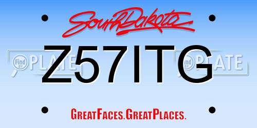 Z57ITG South Dakota License Plate