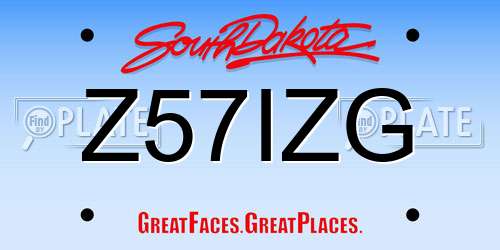 Z57IZG South Dakota License Plate