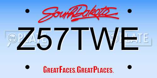 Z57TWE South Dakota License Plate