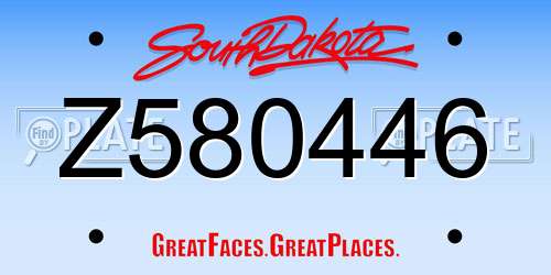 Z580446 South Dakota License Plate