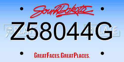 Z58044G South Dakota License Plate