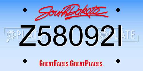 Z58092I South Dakota License Plate