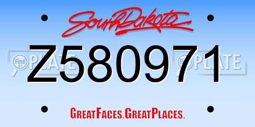Z580971 South Dakota License Plate