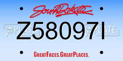 Z58097I South Dakota License Plate