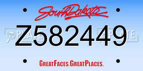 Z582449 South Dakota License Plate