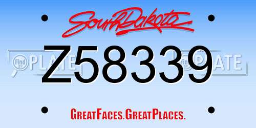 Z58339 South Dakota License Plate