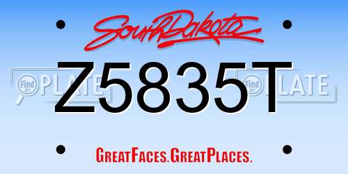 Z5835T South Dakota License Plate