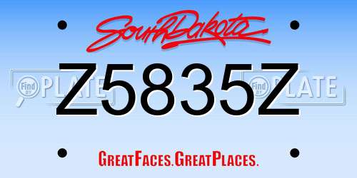 Z5835Z South Dakota License Plate