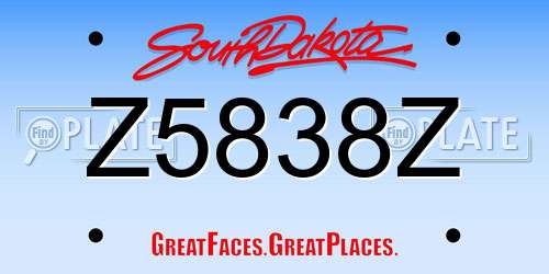 Z5838Z South Dakota License Plate