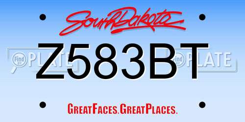 Z583BT South Dakota License Plate
