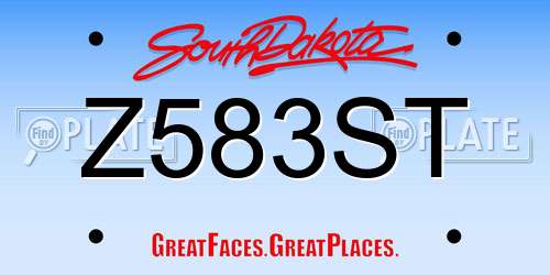 Z583ST South Dakota License Plate