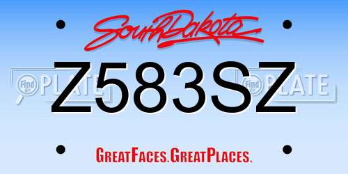 Z583SZ South Dakota License Plate