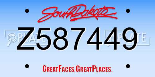 Z587449 South Dakota License Plate