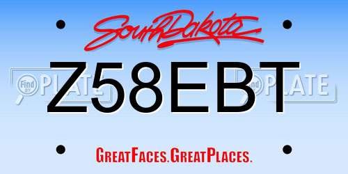 Z58EBT South Dakota License Plate