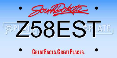 Z58EST South Dakota License Plate