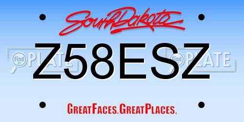 Z58ESZ South Dakota License Plate