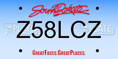Z58LCZ South Dakota License Plate