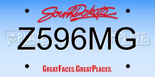 Z596MG South Dakota License Plate