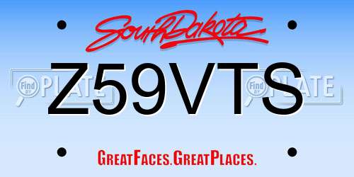 Z59VTS South Dakota License Plate