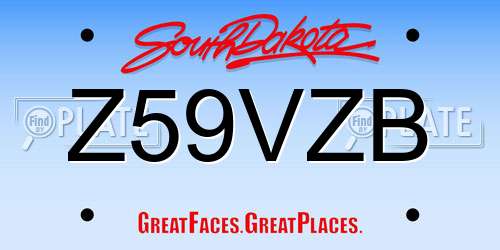 Z59VZB South Dakota License Plate