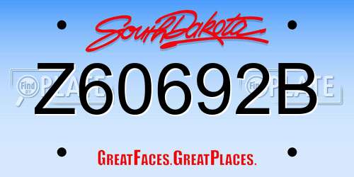 Z60692B South Dakota License Plate