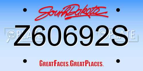 Z60692S South Dakota License Plate