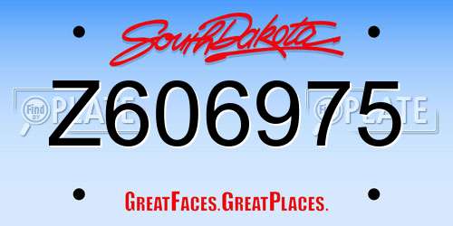 Z606975 South Dakota License Plate