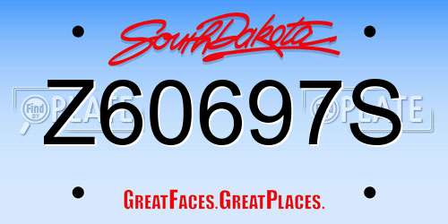 Z60697S South Dakota License Plate