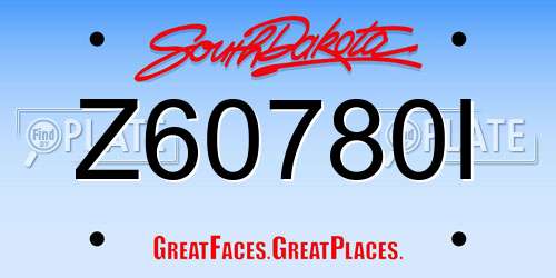 Z60780I South Dakota License Plate
