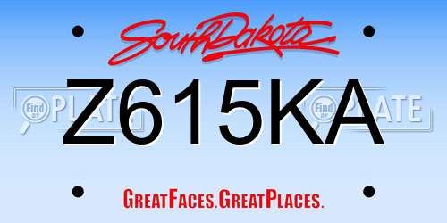 Z615KA South Dakota License Plate