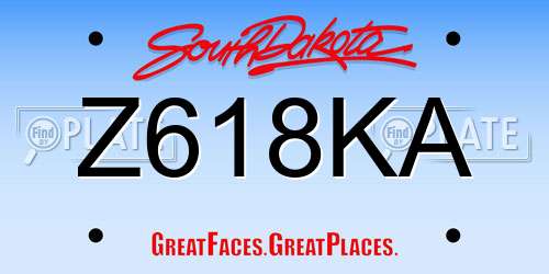 Z618KA South Dakota License Plate