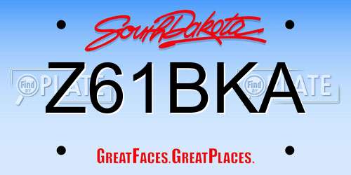 Z61BKA South Dakota License Plate