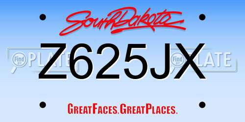 Z625JX South Dakota License Plate
