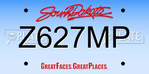 Z627MP South Dakota License Plate