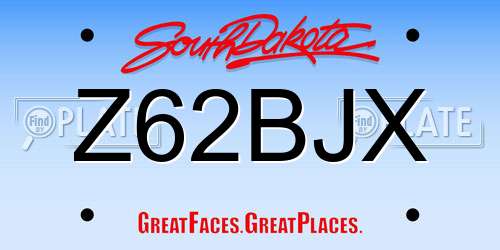 Z62BJX South Dakota License Plate
