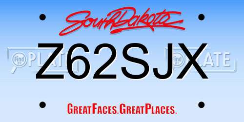 Z62SJX South Dakota License Plate