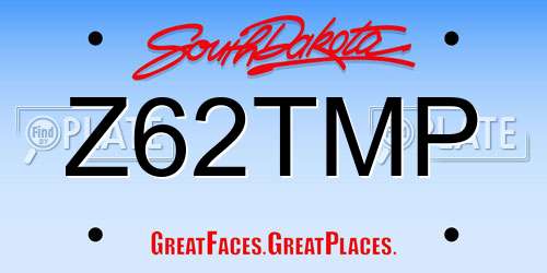 Z62TMP South Dakota License Plate
