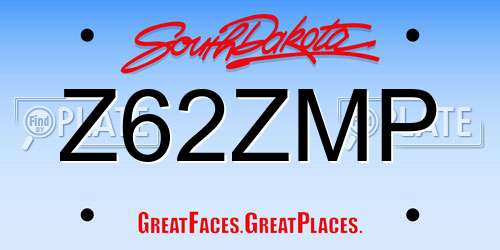 Z62ZMP South Dakota License Plate