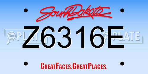 Z6316E South Dakota License Plate