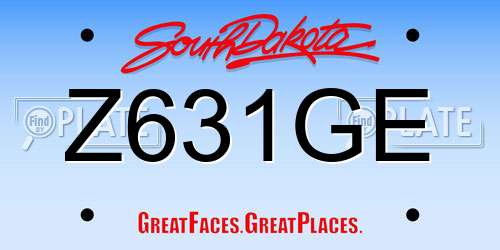 Z631GE South Dakota License Plate