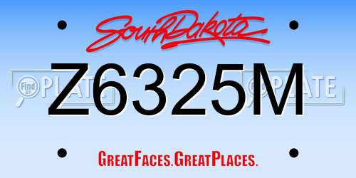 Z6325M South Dakota License Plate